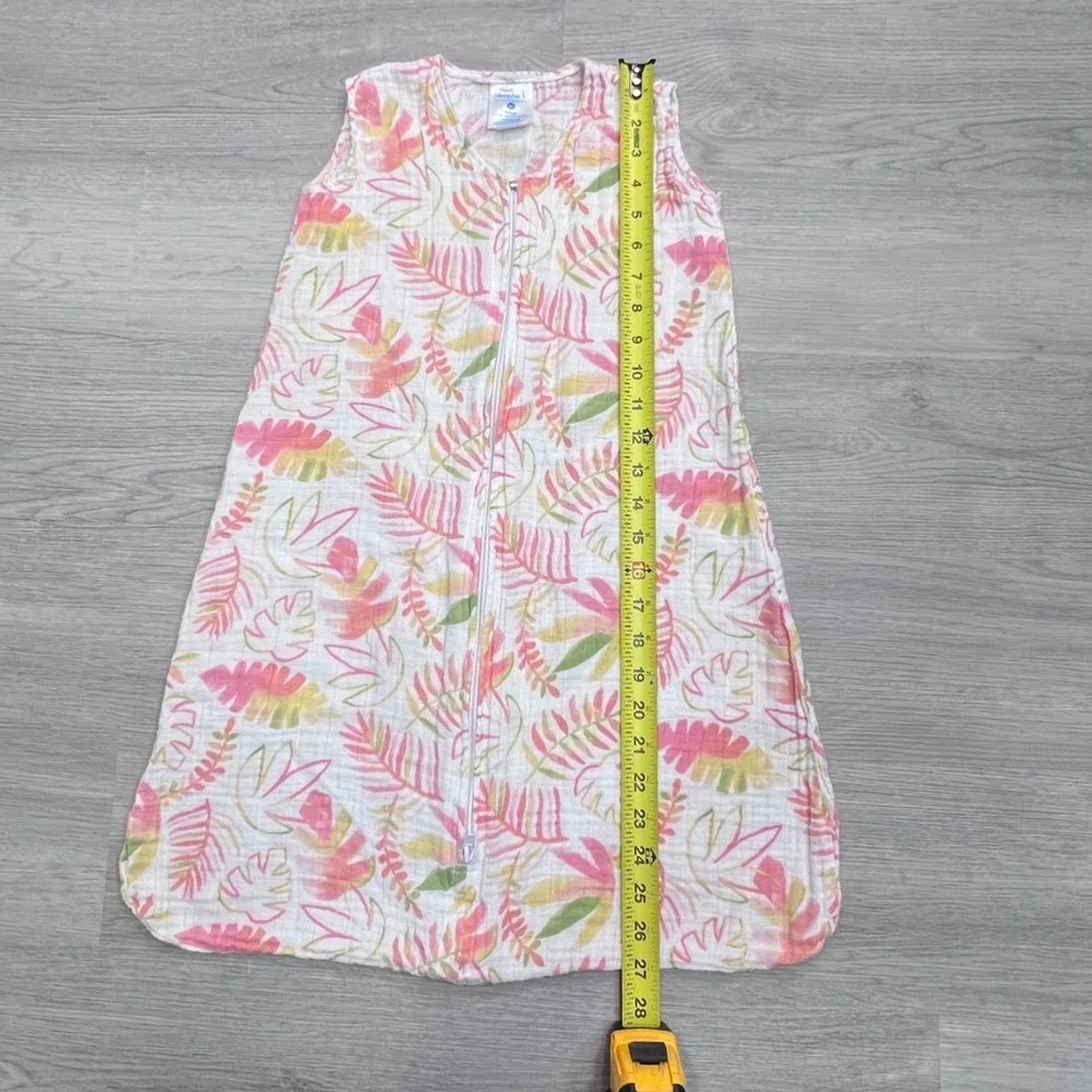 HALO SleepSack Medium 6-12M Pink Tropical Leaf Cotton Muslin Wearable Blanket